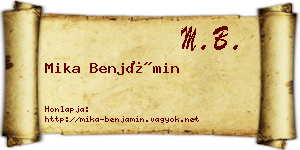 Mika Benjámin névjegykártya